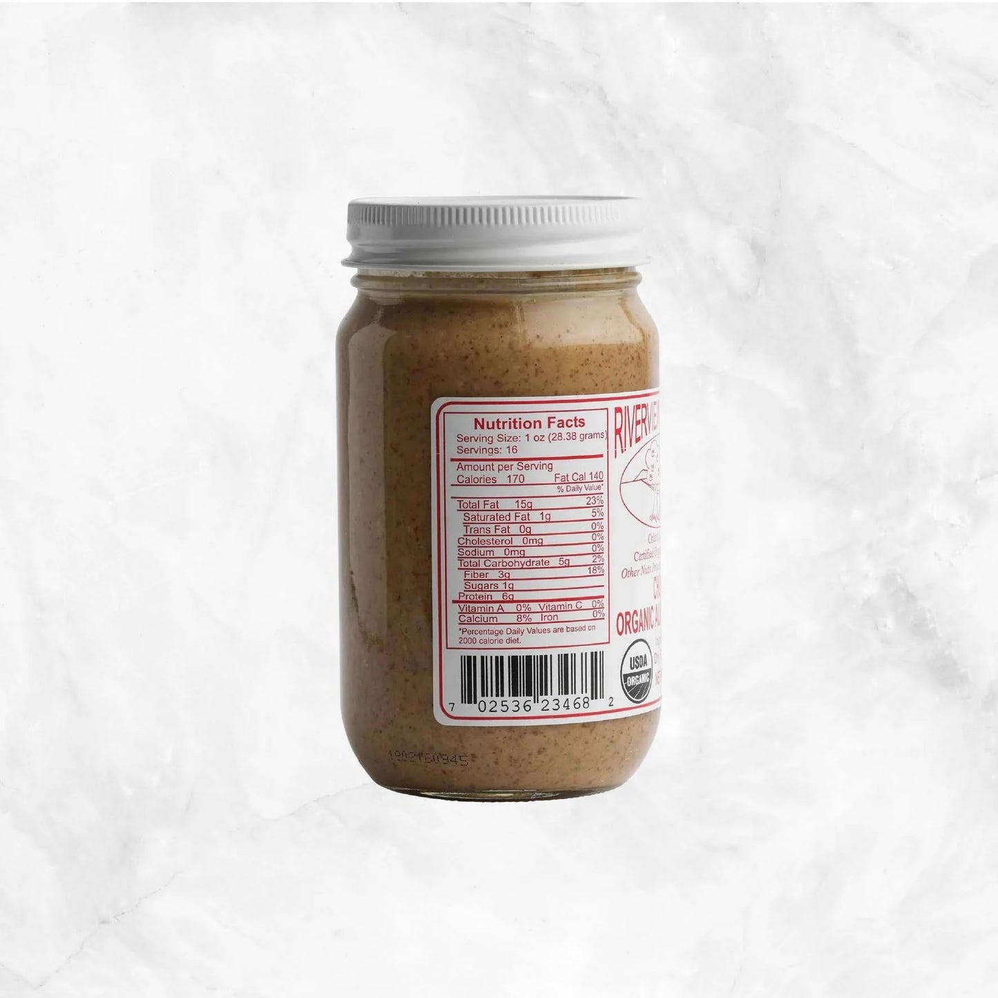 Riverview Orchard Organic Almond Butter - Crunchy (1 lb jar)