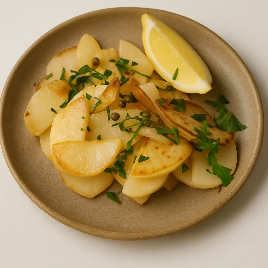 Caramelized Turnips with Capers, Lemon and Parsley
